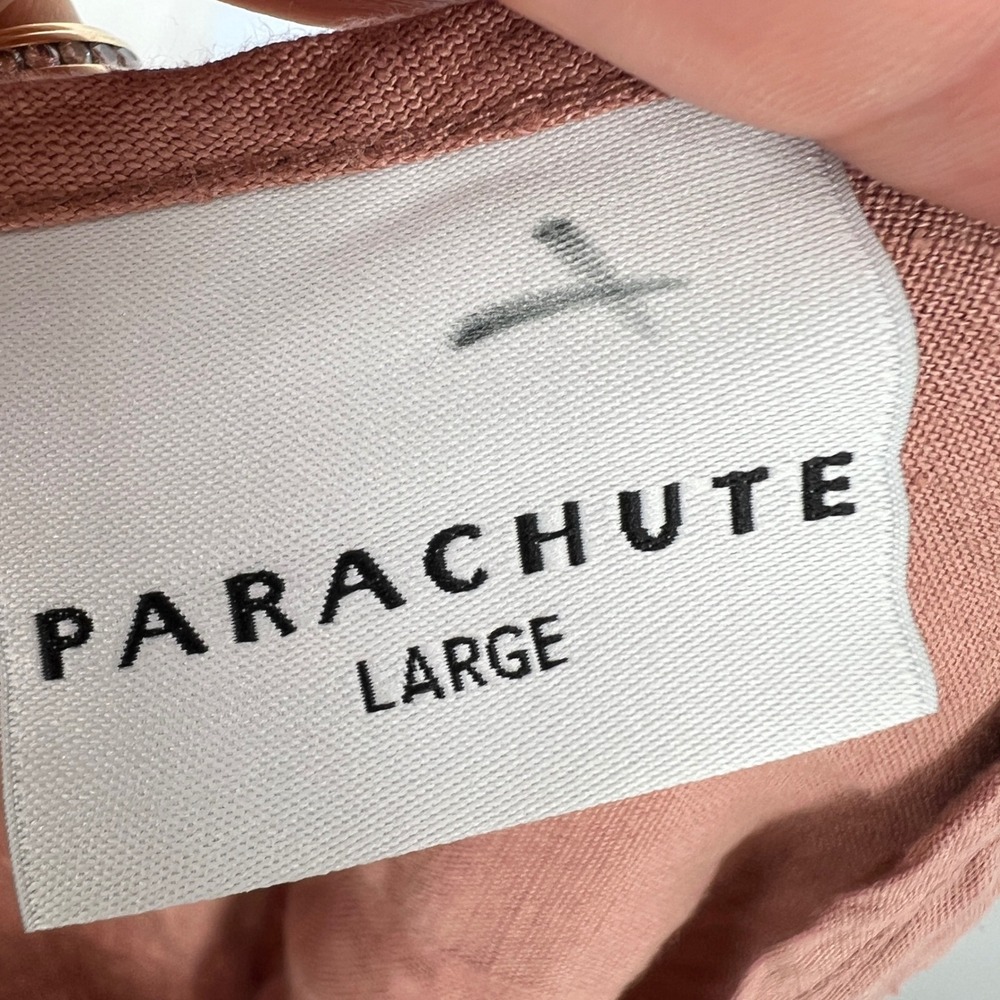 Parachute 100% Linen Henley House Shirt Dress Size L Clay Pinkish Brown Travel - Picture 7 of 9